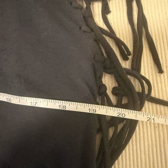 Free People Black Fringe Sleeve Tee XS - Picture 3 of 7